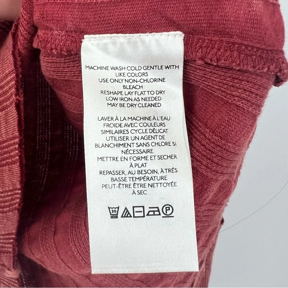 NEW Free People We the Free Wild Hearts Long Sleeve Button Ribbed Henley Rust